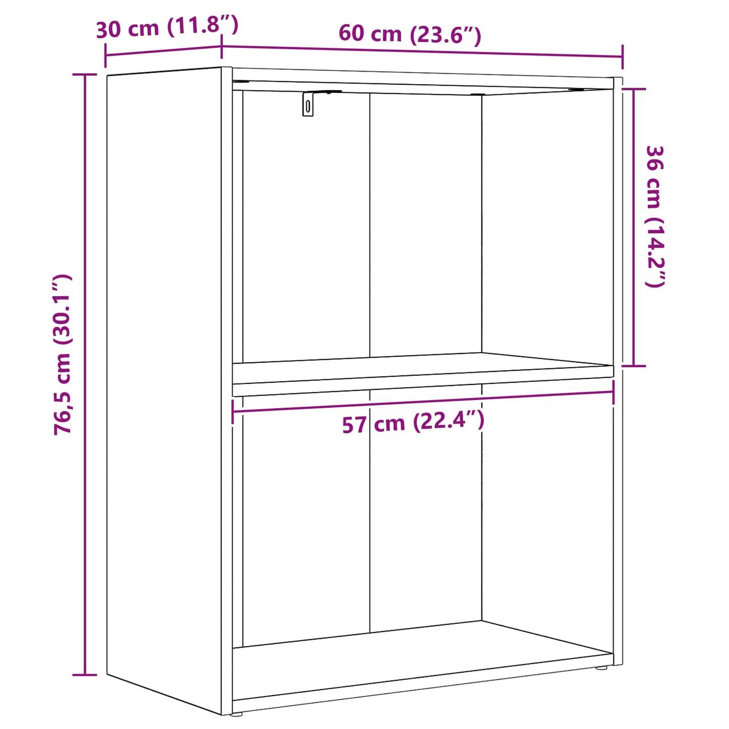 vidaXL Bookshelf Black Oak 60 x 30 x 76.5 cm Engineered Wood