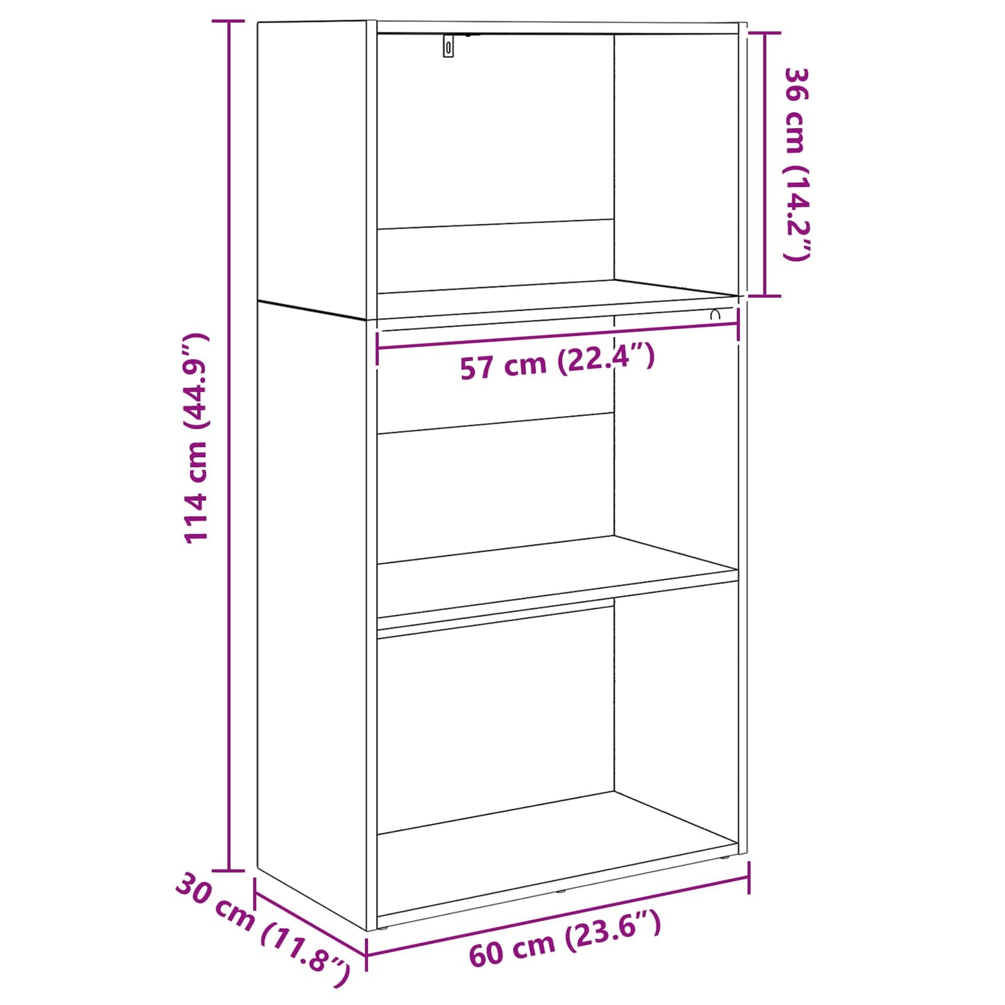 vidaXL Bookshelf Black Oak 60 x 30 x 114 cm Engineered Wood