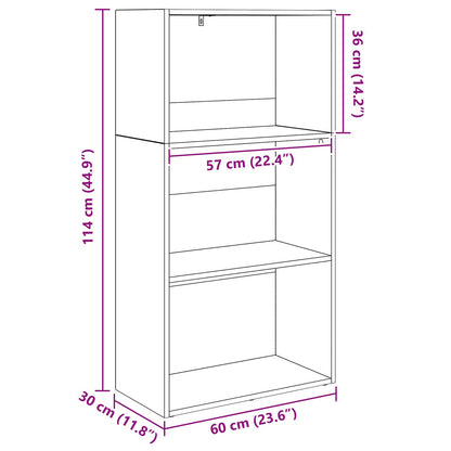 vidaXL Bookshelf Black Oak 60 x 30 x 114 cm Engineered Wood