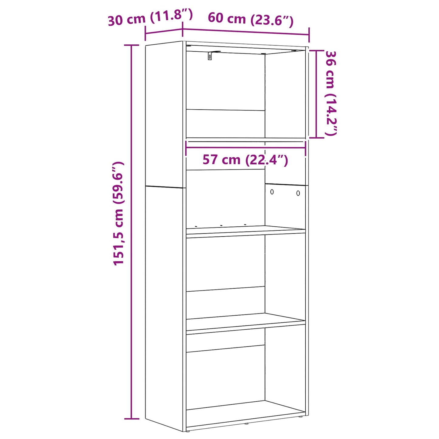vidaXL Freestanding Bookshelf 60 x 30 x 151.5 cm Engineered Wood