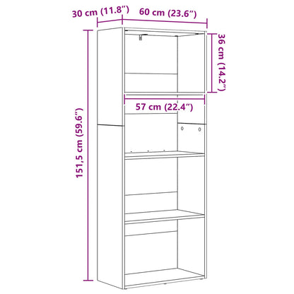 vidaXL Freestanding Bookshelf 60 x 30 x 151.5 cm Engineered Wood