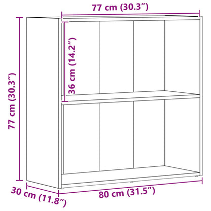 vidaXL Bookshelf 80 x 30 x 76.5 cm Engineered Wood Black Oak
