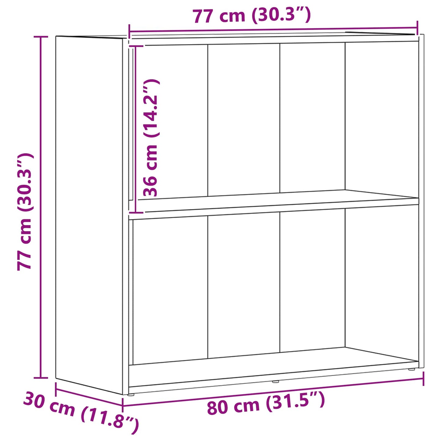 vidaXL Bookshelf Black Oak 80 x 30 x 76.5 cm Engineered Wood