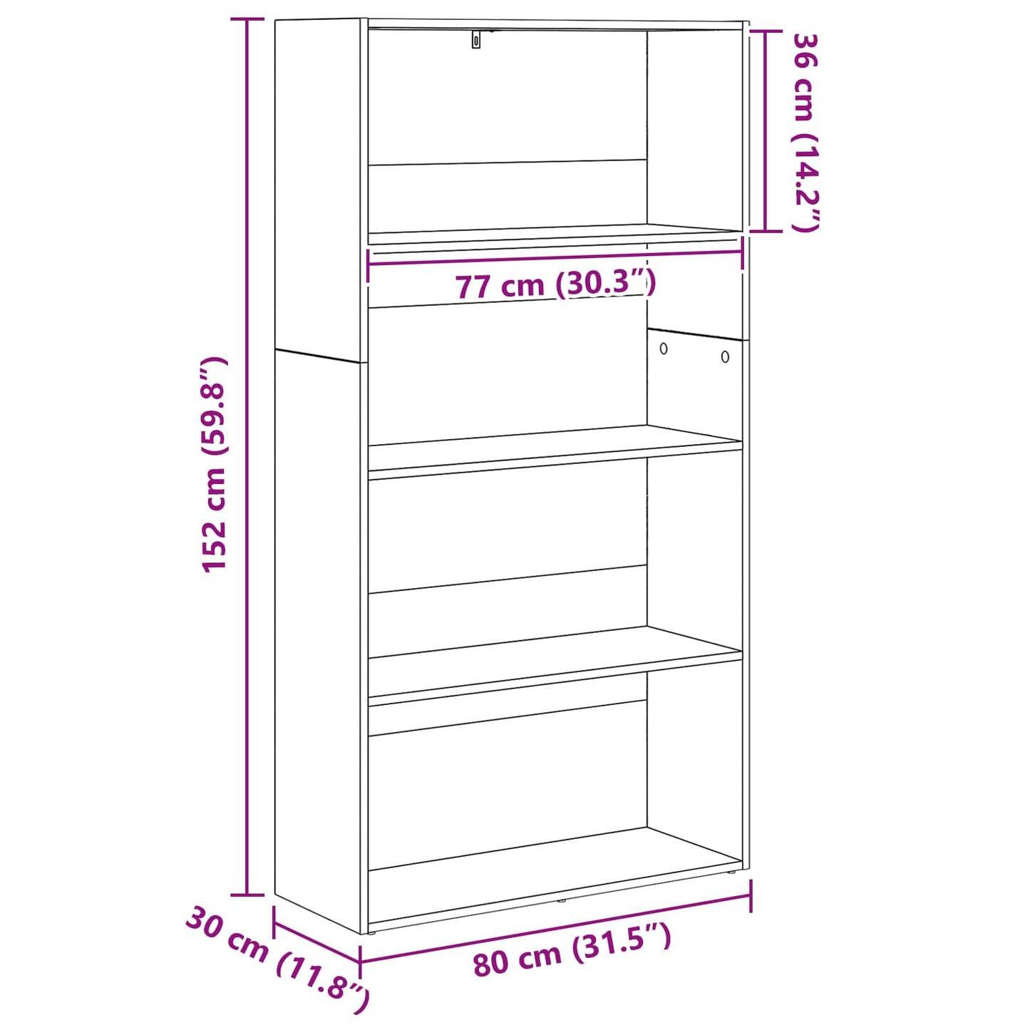vidaXL Freestanding Bookshelf 80 x 30 x 152 cm Engineered Wood