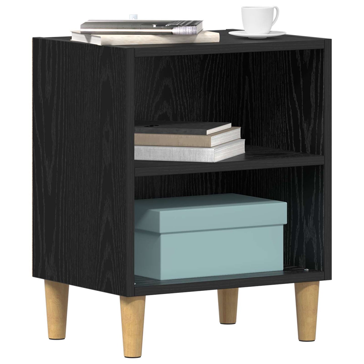 vidaXL Bed Cabinet Black Oak 40 x 30 x 50 cm Engineered Wood