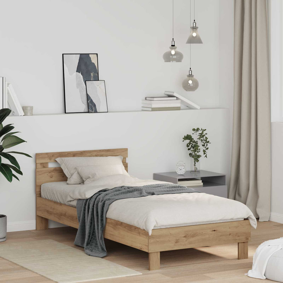 vidaXL Bed Frame Artisan Oak 98.5 x 200 cm Engineered Wood