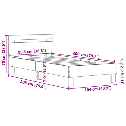 vidaXL Bed Frame Black Oak 98.5 x 200 cm Engineered Wood