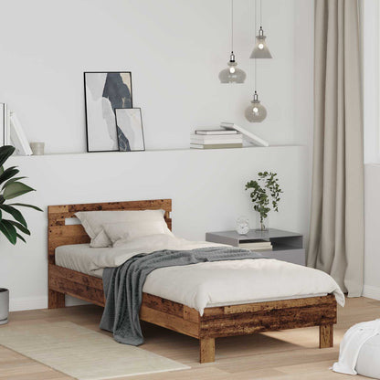 vidaXL Bed Frame with Headboard Old Wood 75 x 190 cm Engineered Wood