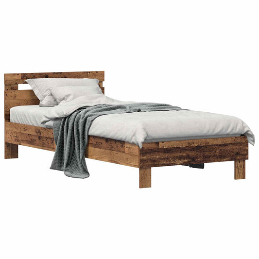 vidaXL Bed Frame Old Wood 75 x 190 cm Engineered Wood