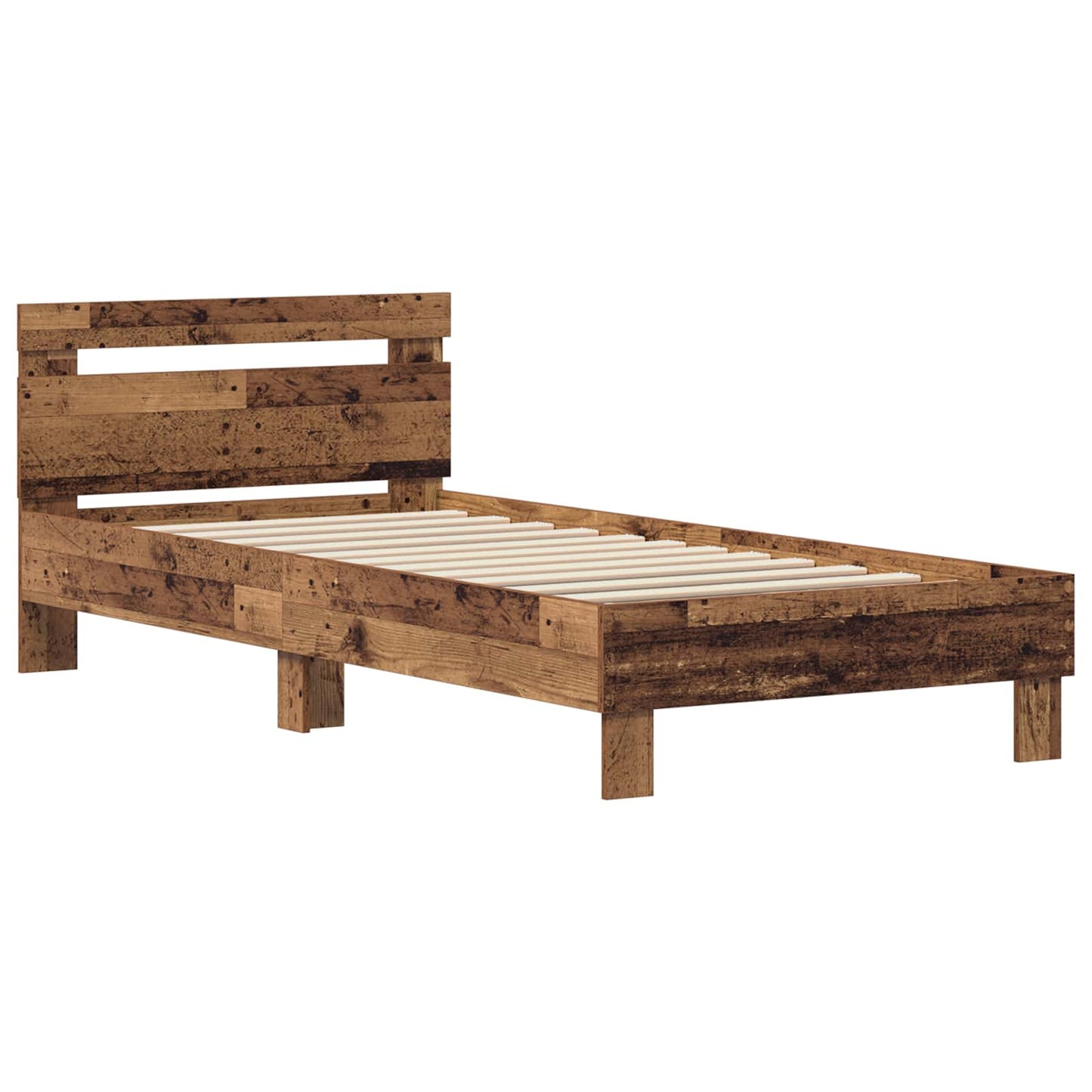 vidaXL Bed Frame with Headboard Old Wood 75 x 190 cm Engineered Wood