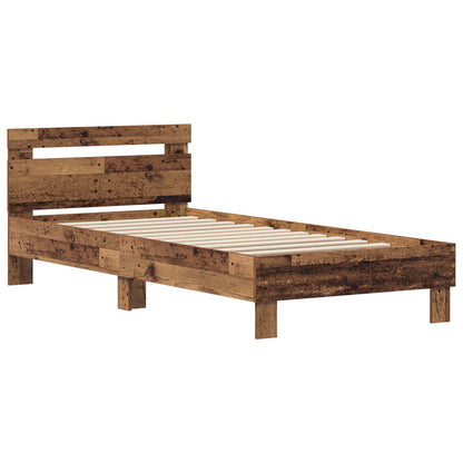 vidaXL Bed Frame with Headboard Old Wood 75 x 190 cm Engineered Wood