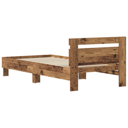 vidaXL Bed Frame with Headboard Old Wood 75 x 190 cm Engineered Wood