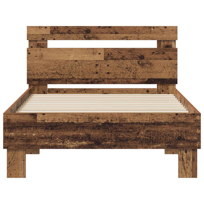 vidaXL Bed Frame with Headboard Old Wood 75 x 190 cm Engineered Wood