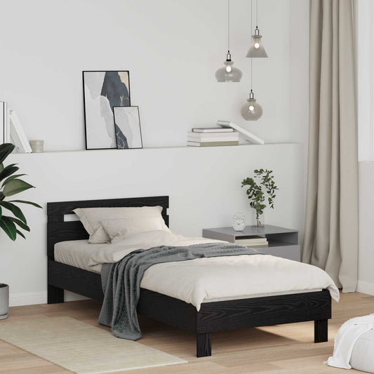 vidaXL Bed Frame Black Oak 75 x 190 cm Engineered Wood