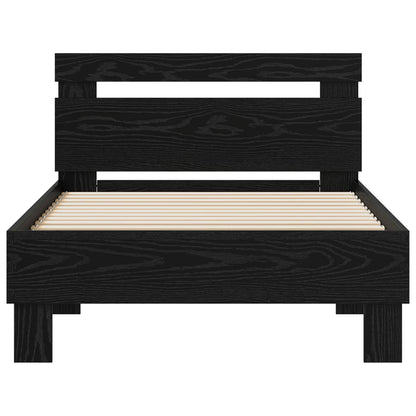 vidaXL Bed Frame Black Oak 75 x 190 cm Engineered Wood