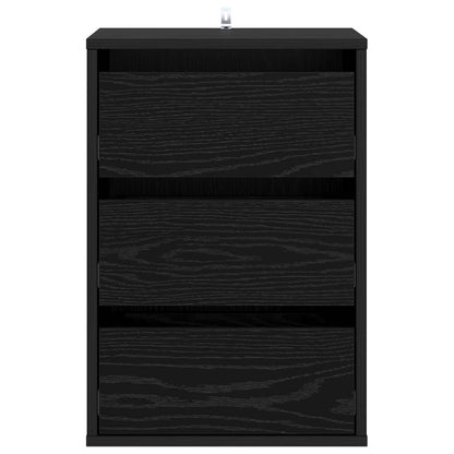 vidaXL Drawer Cabinet Black Oak 41 x 40 x 58 cm Engineered Wood
