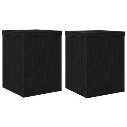 vidaXL Plant Stand 2 pcs Black Oak 15 x 15 x 20 cm Engineered Wood