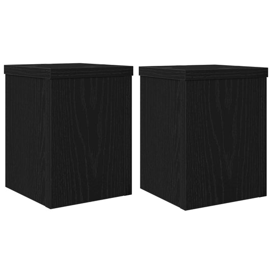 vidaXL Plant Stand 2 pcs Black Oak 15 x 15 x 20 cm Engineered Wood