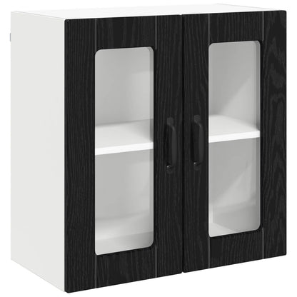 vidaXL Wall Glass Cabinet LUCCA Black Oak 60 x 31 x 60 cm