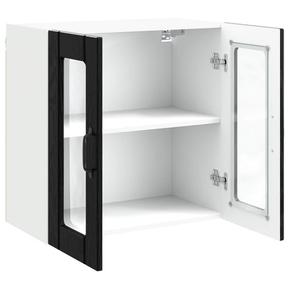 vidaXL Wall Glass Cabinet LUCCA Black Oak 60 x 31 x 60 cm