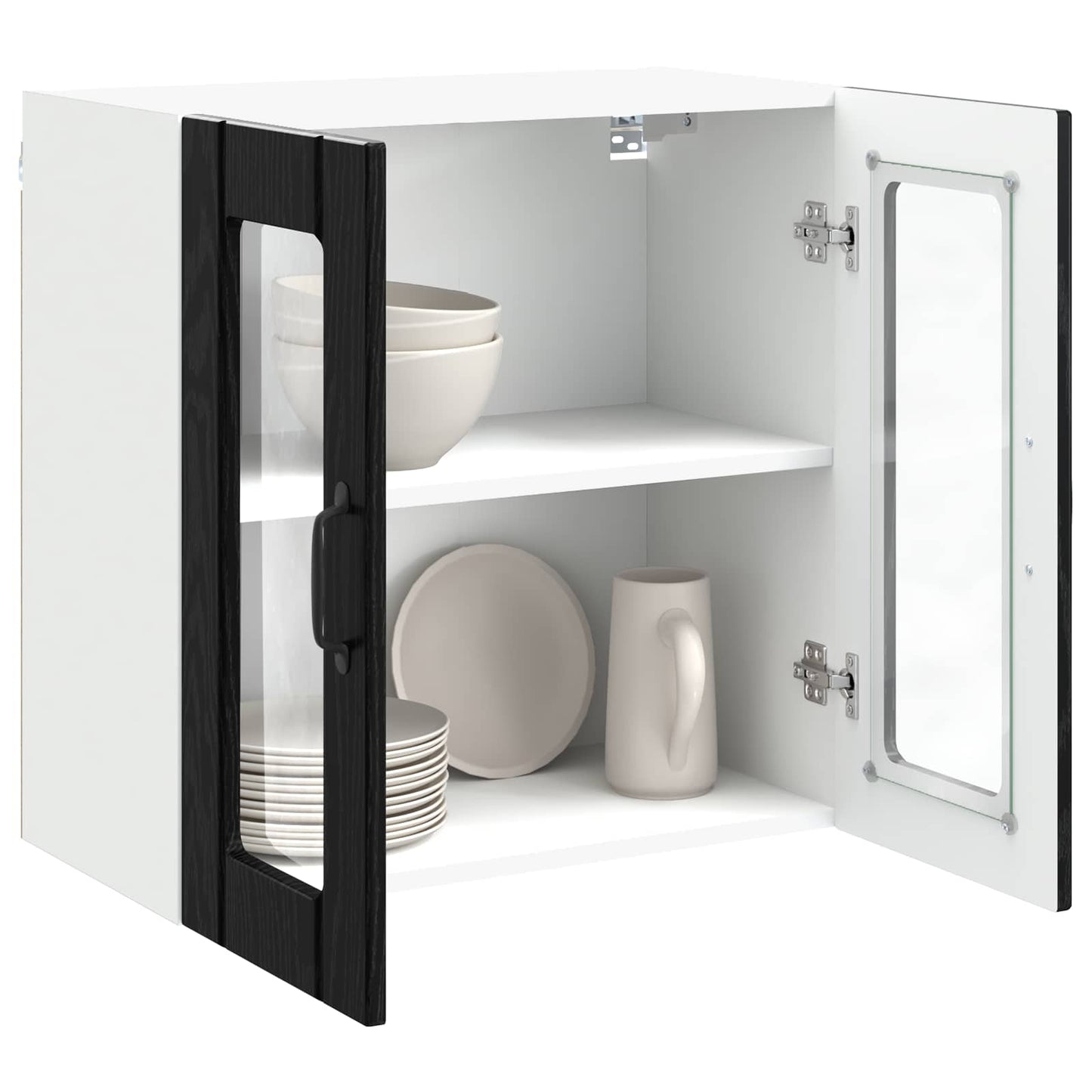 vidaXL Wall Glass Cabinet LUCCA Black Oak 60 x 31 x 60 cm