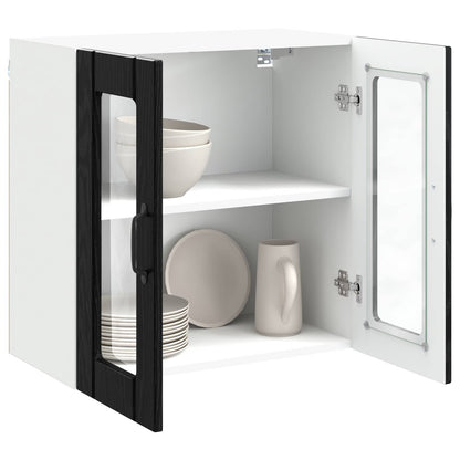 vidaXL Wall Glass Cabinet LUCCA Black Oak 60 x 31 x 60 cm