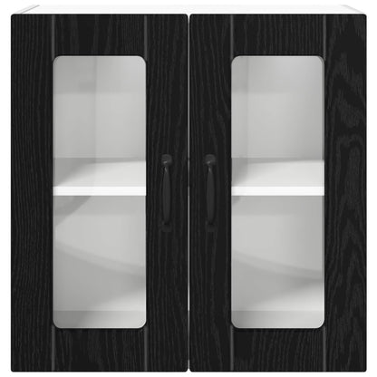 vidaXL Wall Glass Cabinet LUCCA Black Oak 60 x 31 x 60 cm