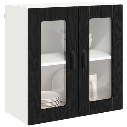vidaXL Wall Glass Cabinet LUCCA Black Oak 60 x 31 x 60 cm