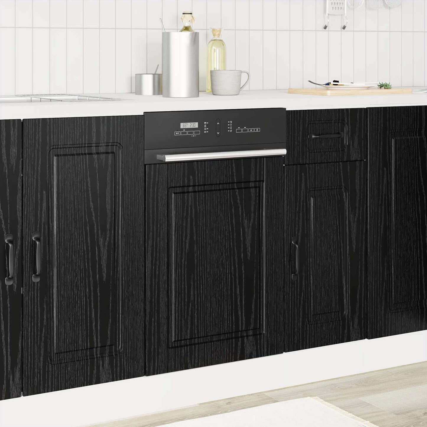 vidaXL Dishwasher Panel PORTO Black Oak 45 x 1.5 x 57 cm