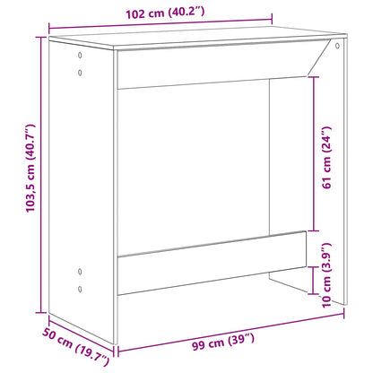 vidaXL Bar Table Black Oak 102 x 50 x 103.5 cm Engineered Wood