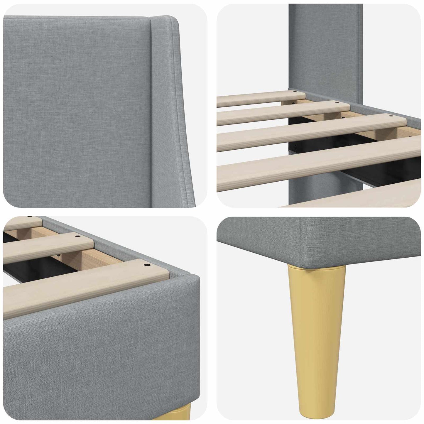 vidaXL Bed Frame with Headboard Light Grey 90 x 190 cm Fabric
