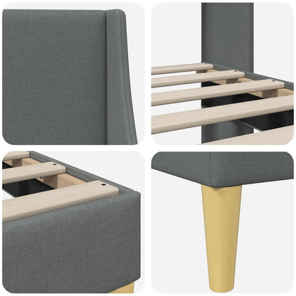vidaXL Bed Frame with Headboard Dark Grey 90 x 190 cm Fabric