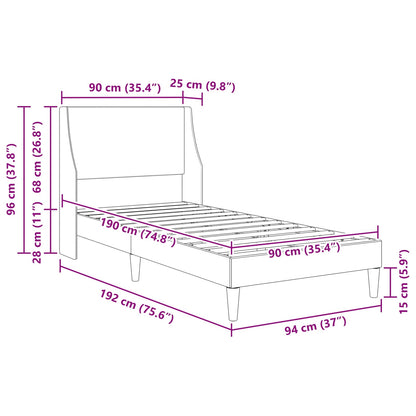 vidaXL Bed Frame with Headboard Dark Grey 90 x 190 cm Fabric