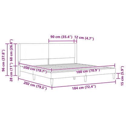 vidaXL Bed Frame with Headboard Light Grey 180 x 200 cm Fabric