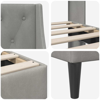vidaXL Bed Frame with Headboard Light Grey 90 x 190 cm Velvet