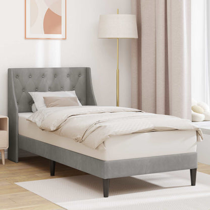 vidaXL Bed Frame with Headboard Light Grey 90 x 190 cm Velvet