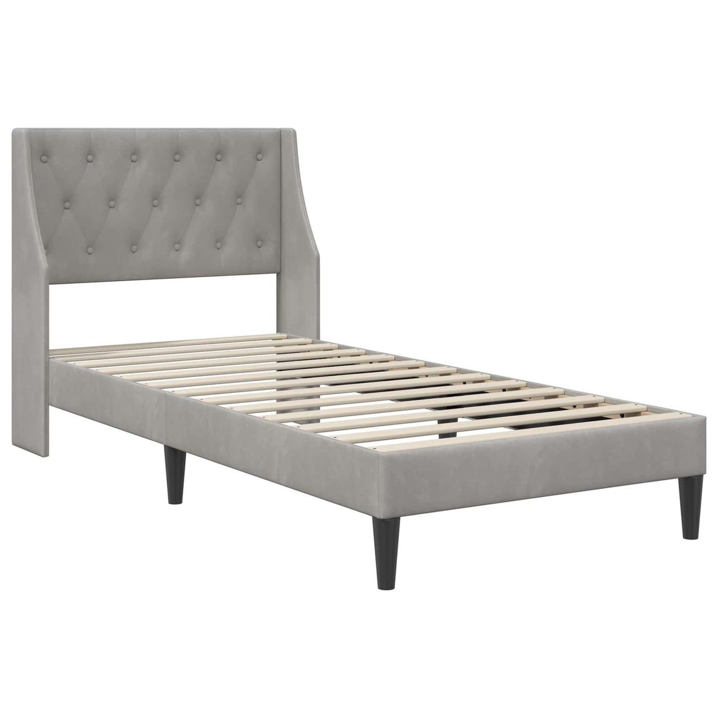 vidaXL Bed Frame with Headboard Light Grey 90 x 190 cm Velvet