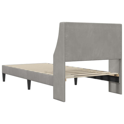 vidaXL Bed Frame with Headboard Light Grey 90 x 190 cm Velvet