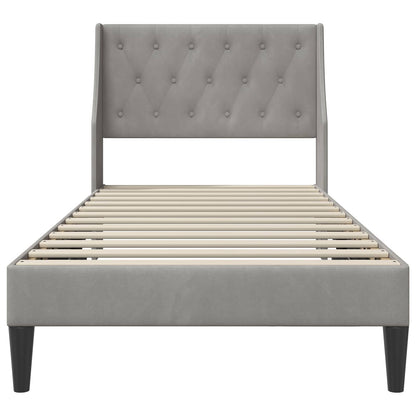 vidaXL Bed Frame with Headboard Light Grey 90 x 190 cm Velvet