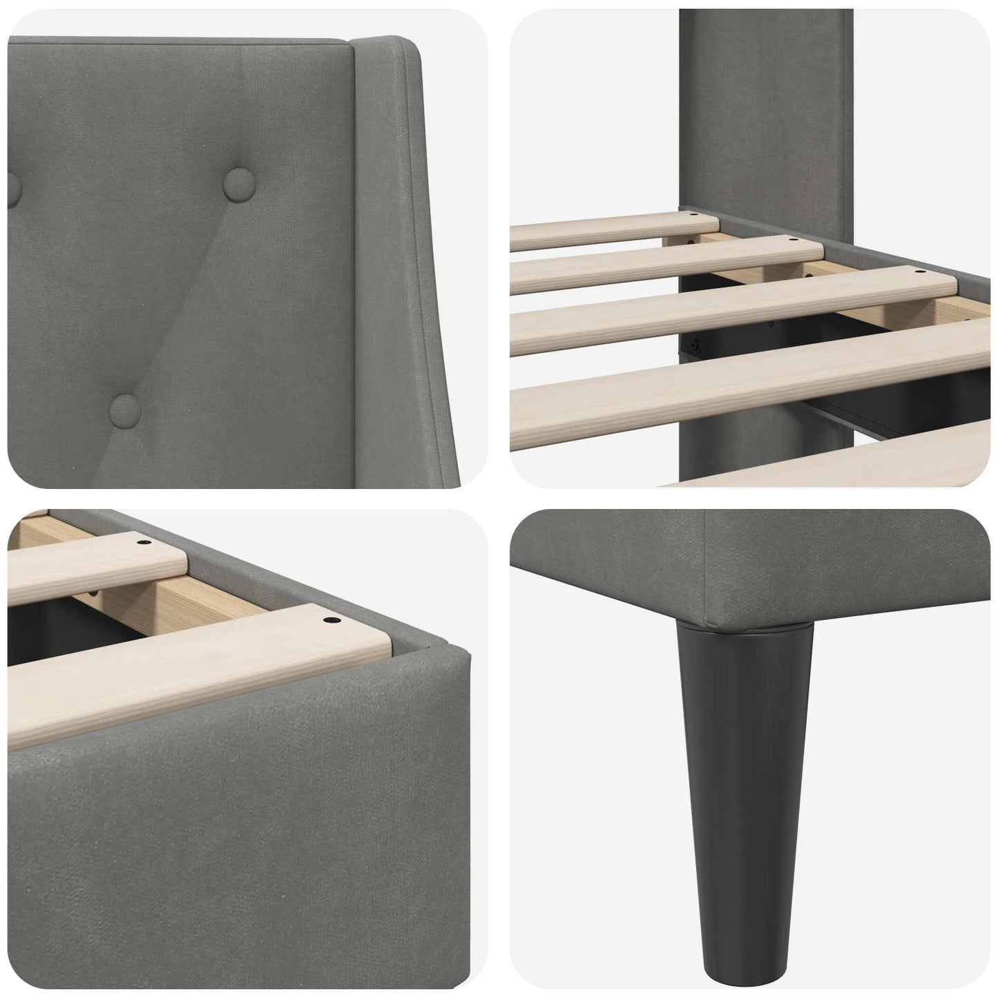 vidaXL Bed Frame with Headboard Dark Grey 90 x 190 cm Velvet