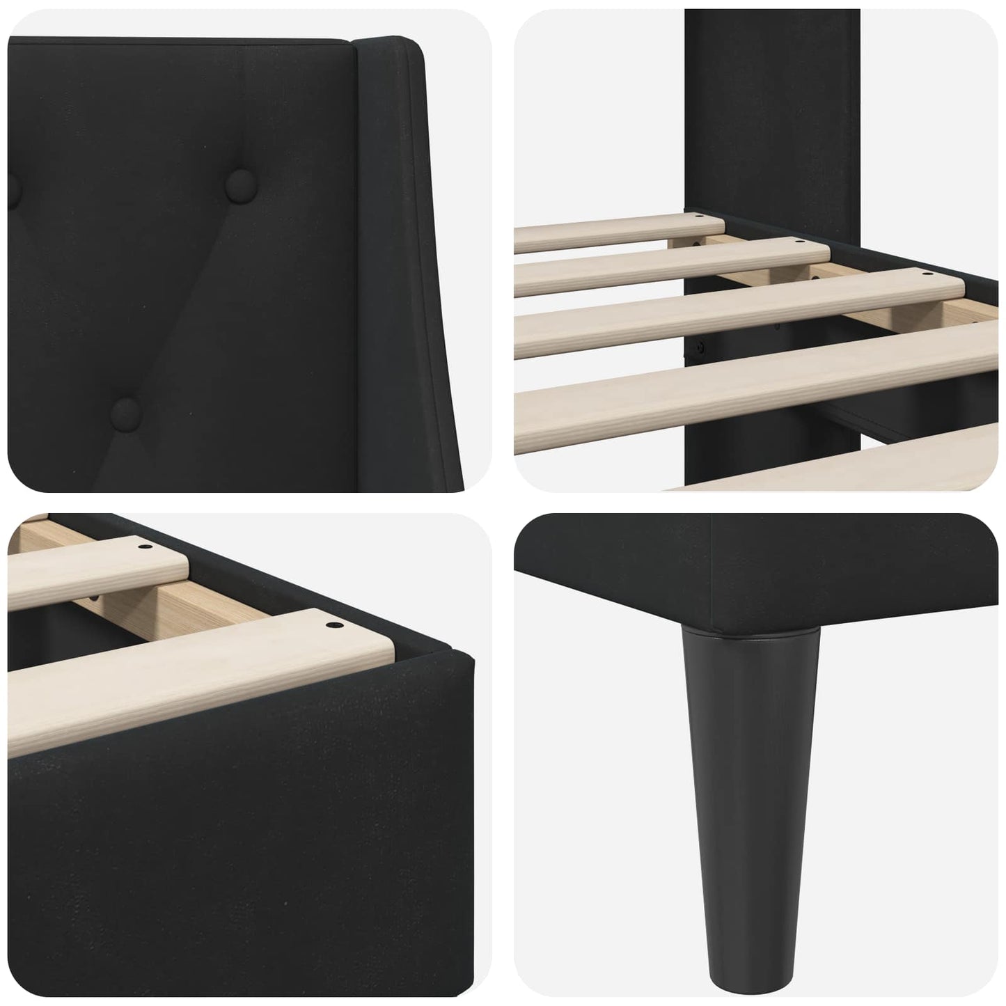vidaXL Bed Frame with Headboard Black 90 x 190 cm Velvet
