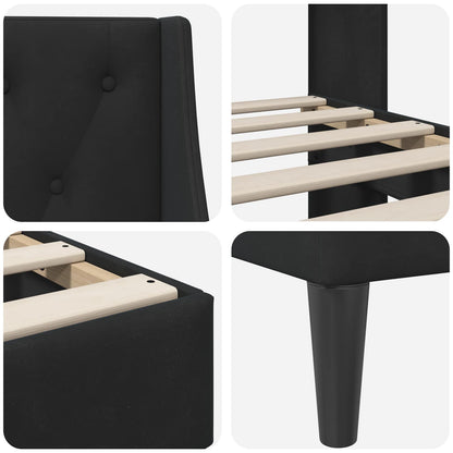 vidaXL Bed Frame with Headboard Black 90 x 190 cm Velvet