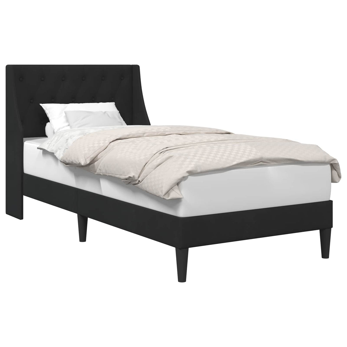 vidaXL Bed Frame with Headboard Black 90 x 190 cm Velvet