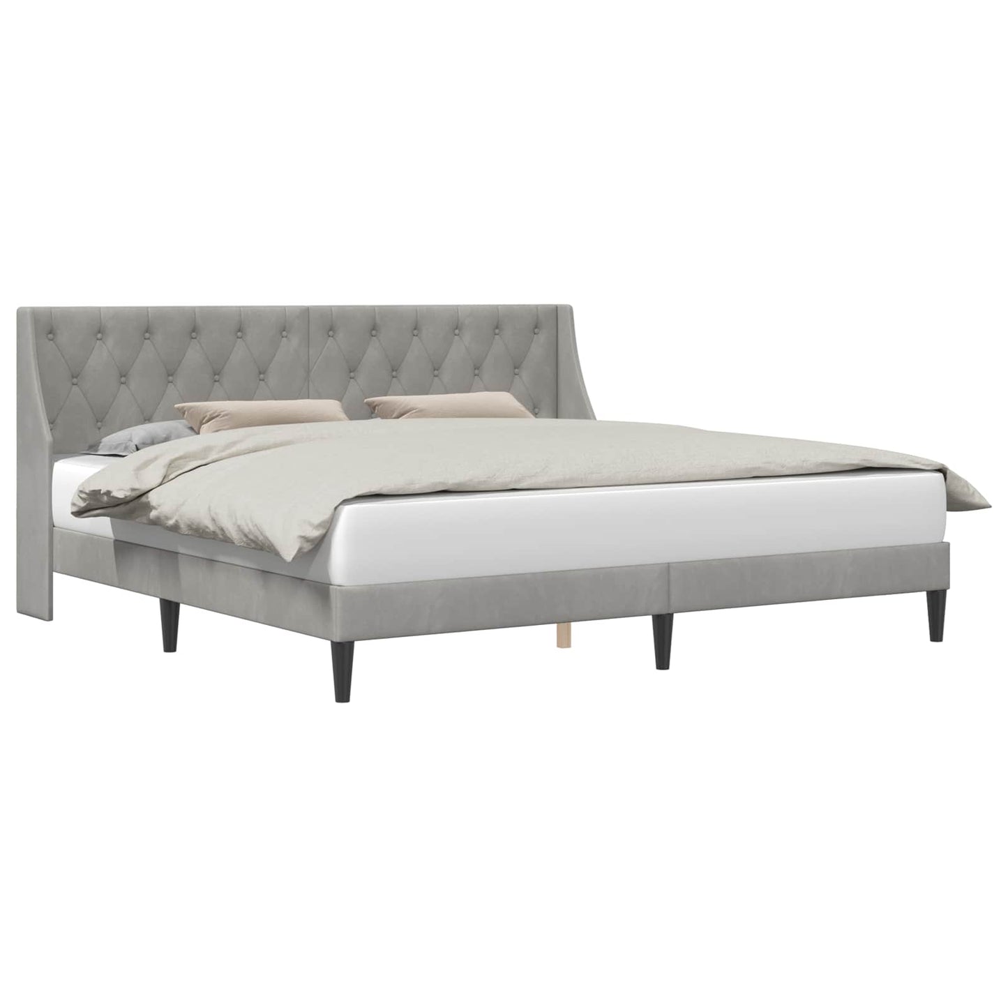 vidaXL Bed Frame with Headboard Light Grey 180 x 200 cm Velvet