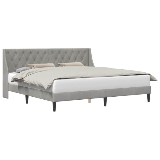 vidaXL Bed Frame with Headboard Light Grey 180 x 200 cm Velvet