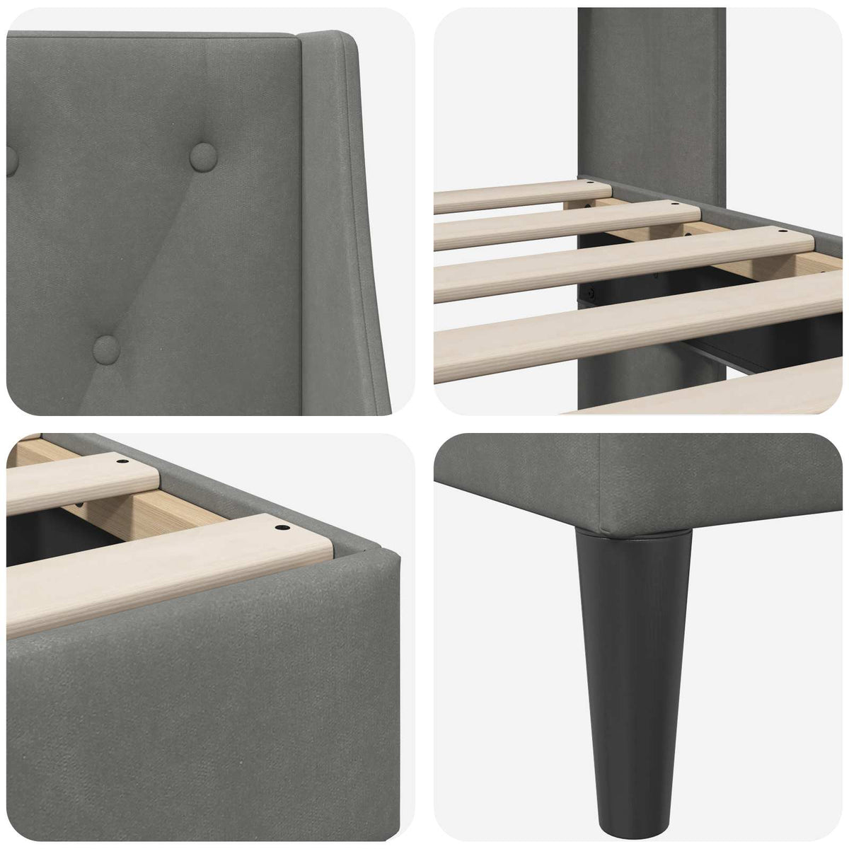 vidaXL Bed Frame with Headboard Dark Grey 180 x 200 cm Velvet