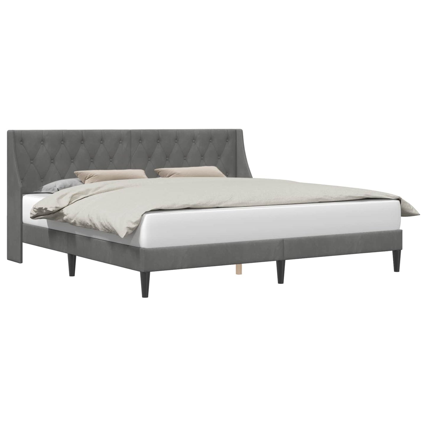 vidaXL Bed Frame with Headboard Dark Grey 180 x 200 cm Velvet