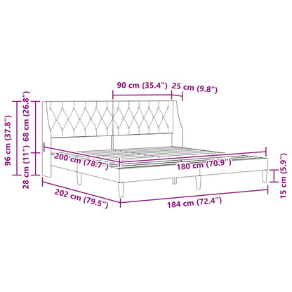 vidaXL Bed Frame with Headboard Dark Grey 180 x 200 cm Velvet