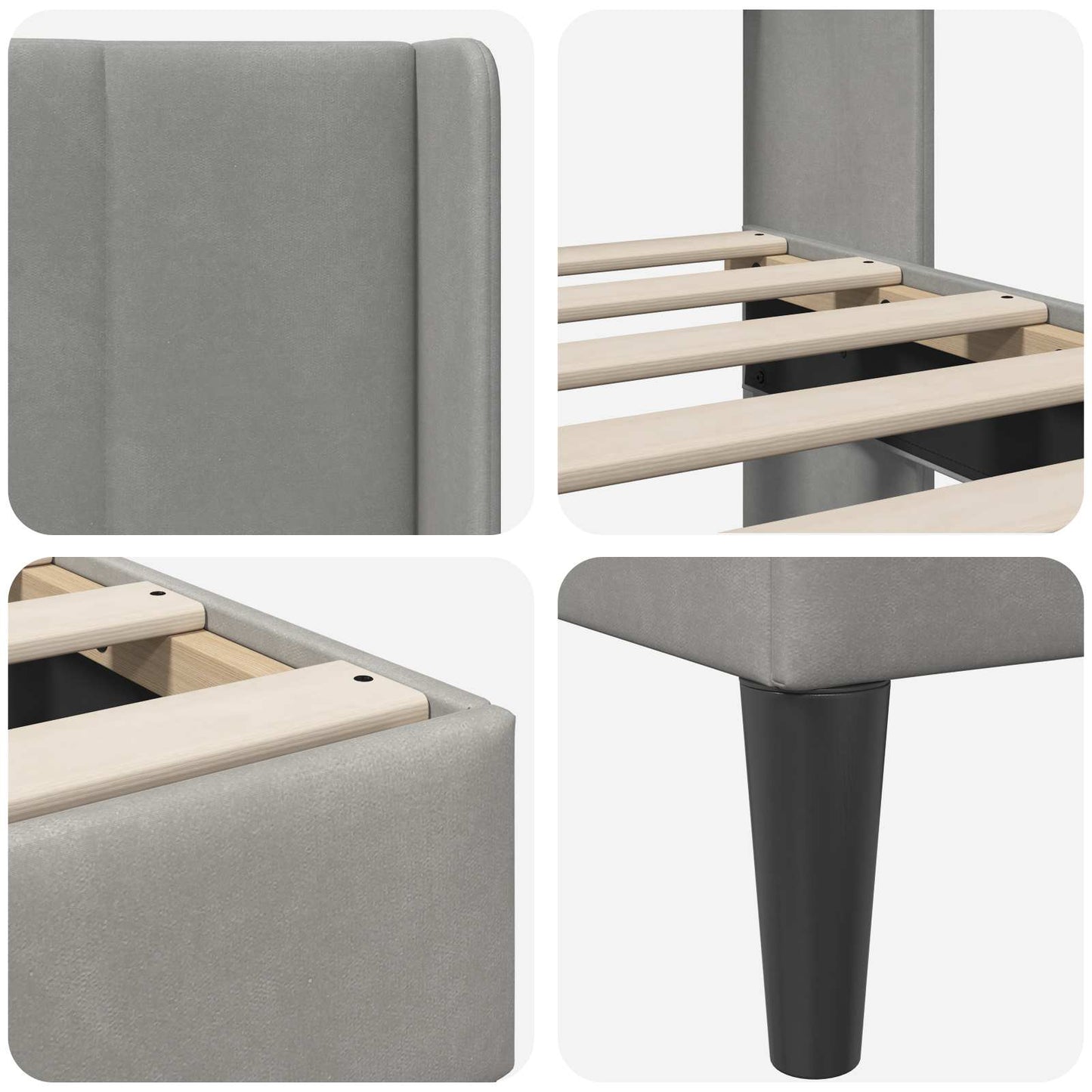 vidaXL Bed Frame with Headboard Light Grey 90 x 190 cm Velvet