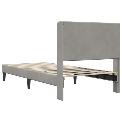 vidaXL Bed Frame with Headboard Light Grey 90 x 190 cm Velvet